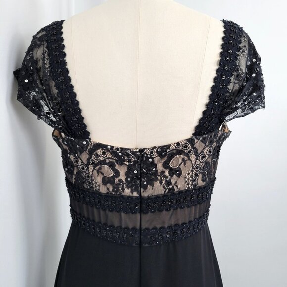 Marina Y2K Lace Beaded Formal Maxi Evening Gown Size 4  Dark Fairy Whimsigoth - Picture 4 of 14